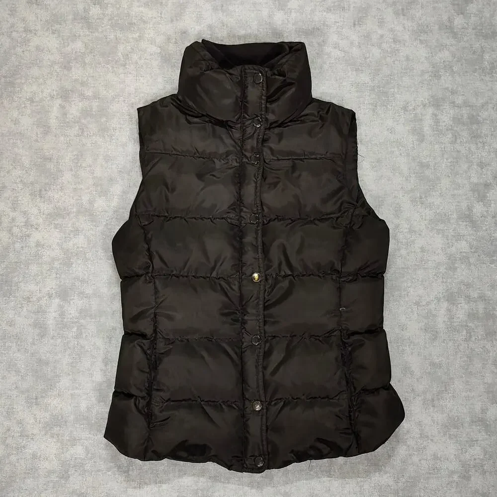 J.Crew Black Down Filled Puffer Vest Women's XS Full Zip Style 96077